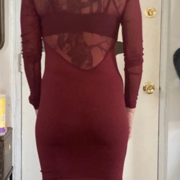 Free People Bodycon Burgundy Cocktail Party Midi Dress Size Medium NWT - Picture 6 of 7